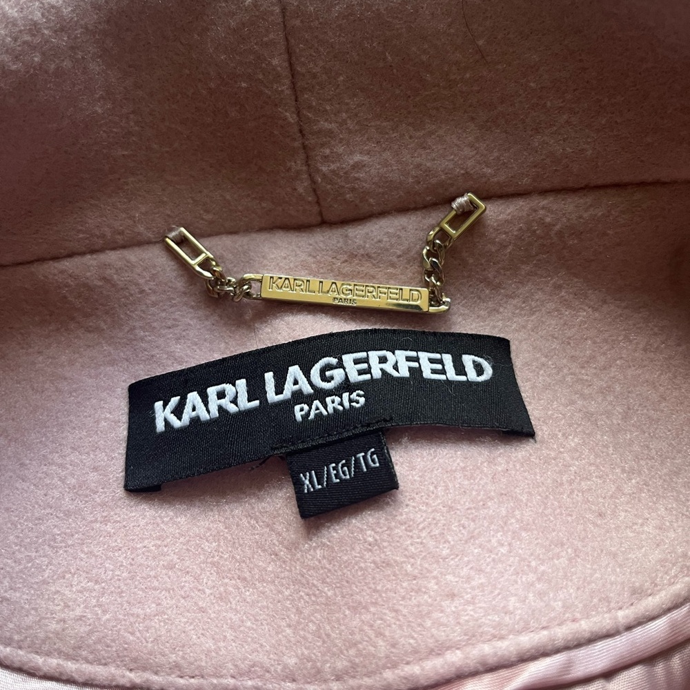 Dusty Rose Karl Lagerfeld Wool Blend Trench Coat (XL) - Picture 4 of 5